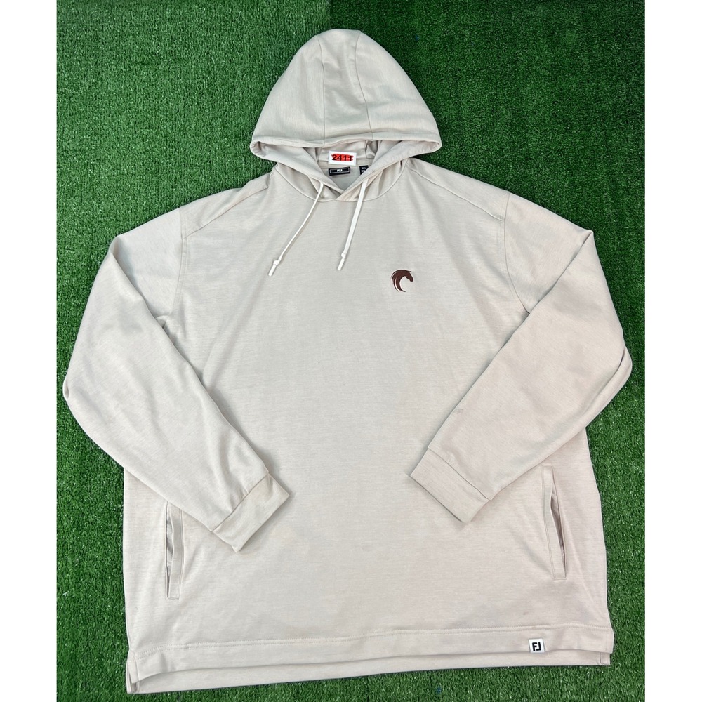 FootJoy Mens 2XL Oatmeal Heather Performance Golf Hoodie Horse Logo Pullover